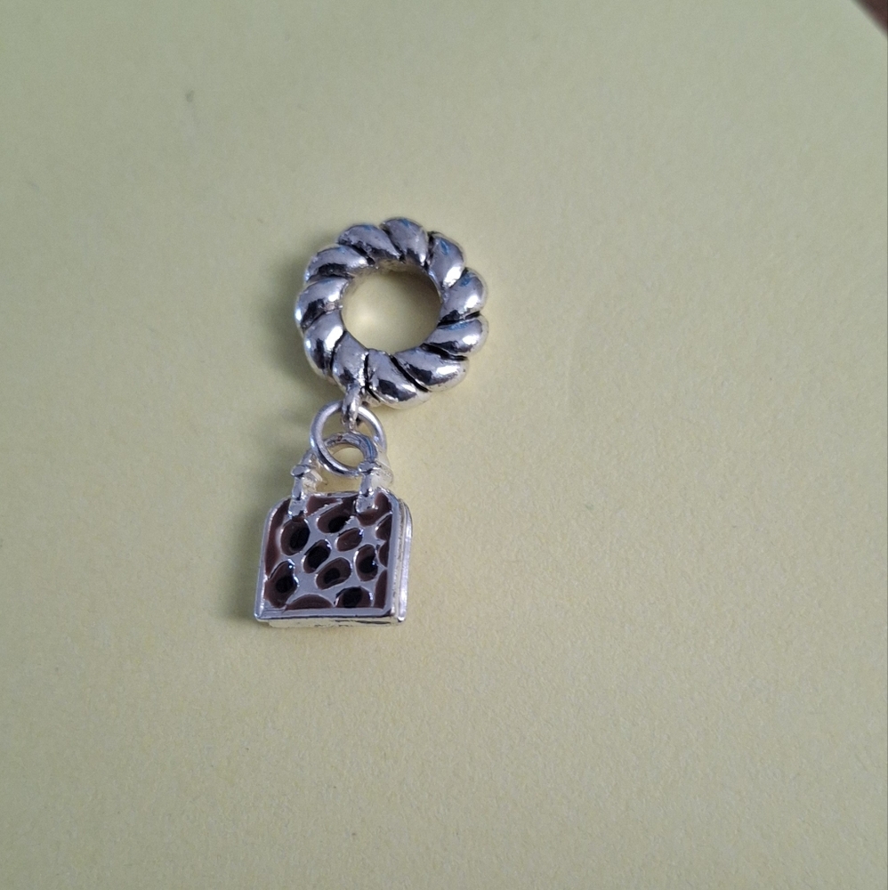 Silver Tone Animal Print Charm with Purse Design Bracelet Fashion Y2k Casual